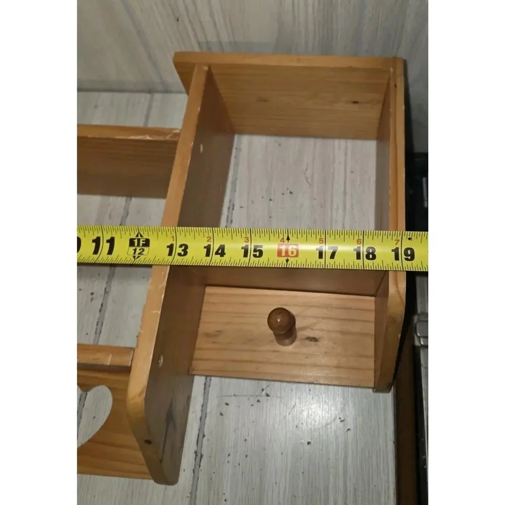 Vintage Heart Cutout 3 Tier Display Shelf Wood W/Pegs Rustic Country Farmhouse